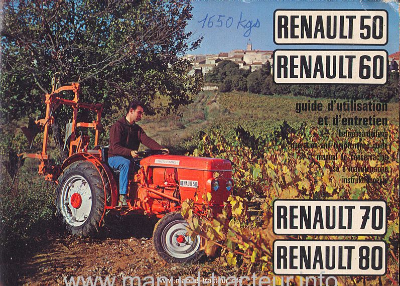 Première page de la revue technique - Guide d'utilisation et d'entretien pour le RENAULT 50, 60, 70 et 80
