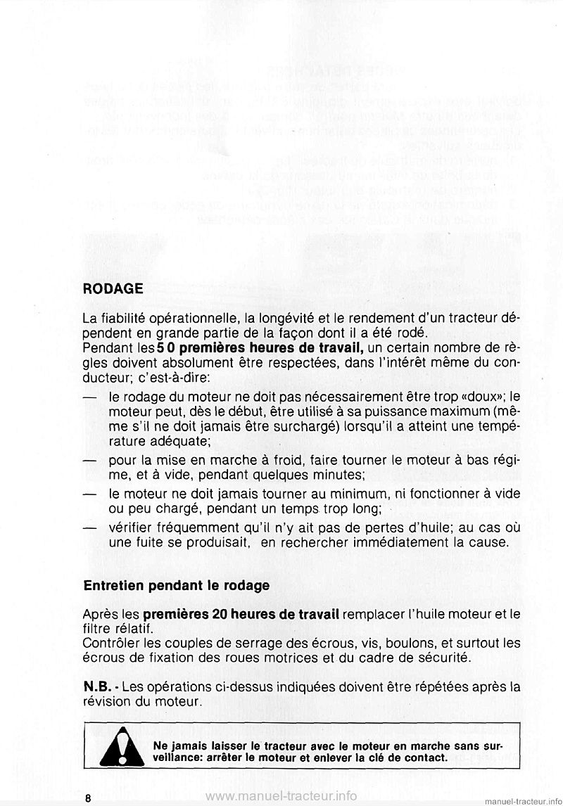 Extrait du guide de réparation - Livret d'entretien Same Centauro 70 spécial, Centurion 75, Mercury 85 spécial