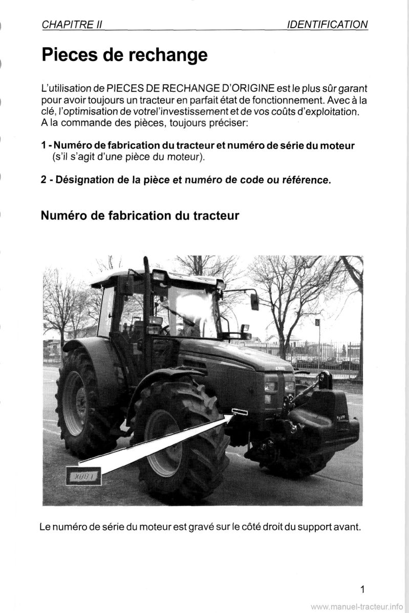 Onzième page du Livret entretien et utilisation tracteurs Same Explorer 75 85 95