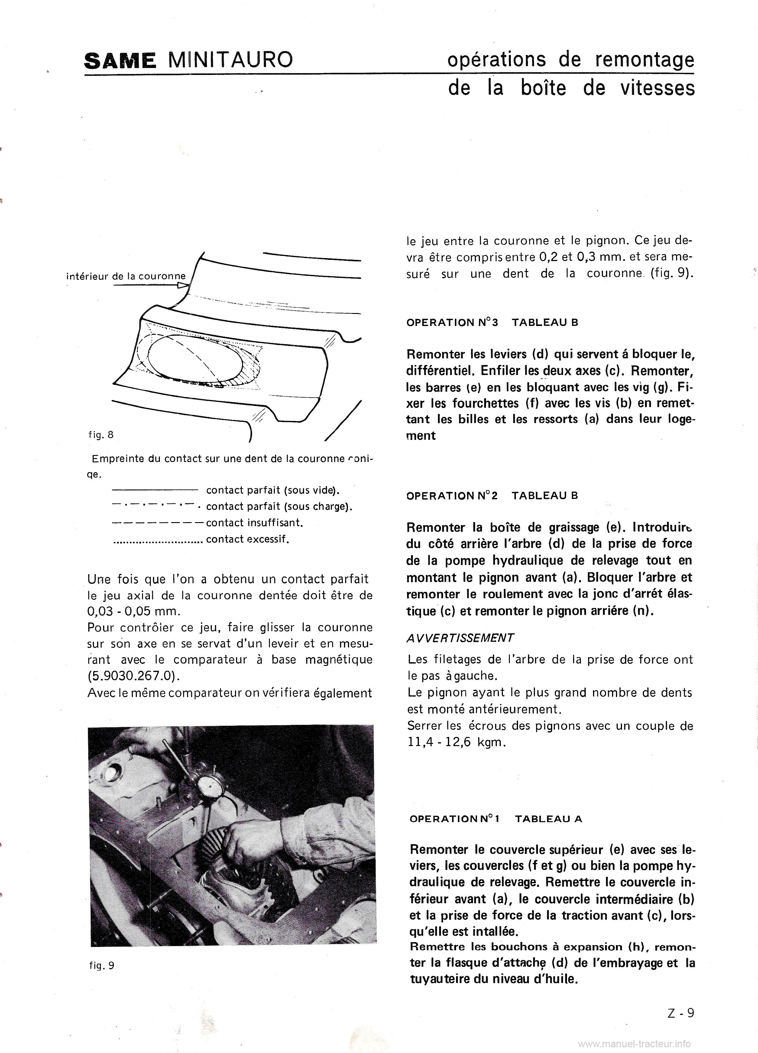 Quatrième page du Manuel de contrôle et de réparation du tracteur Same Minitauro