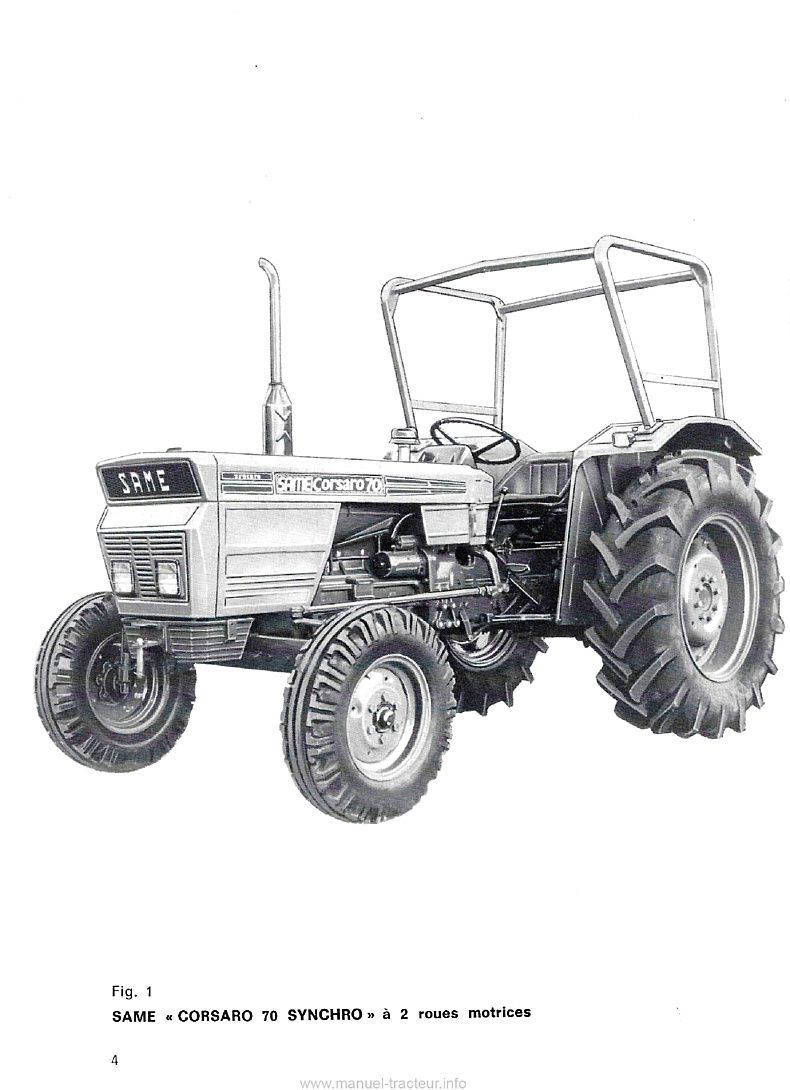 Troisième page du Notice d'entretien et d'utilisation tracteur Same Corsaro 70 Synchro
