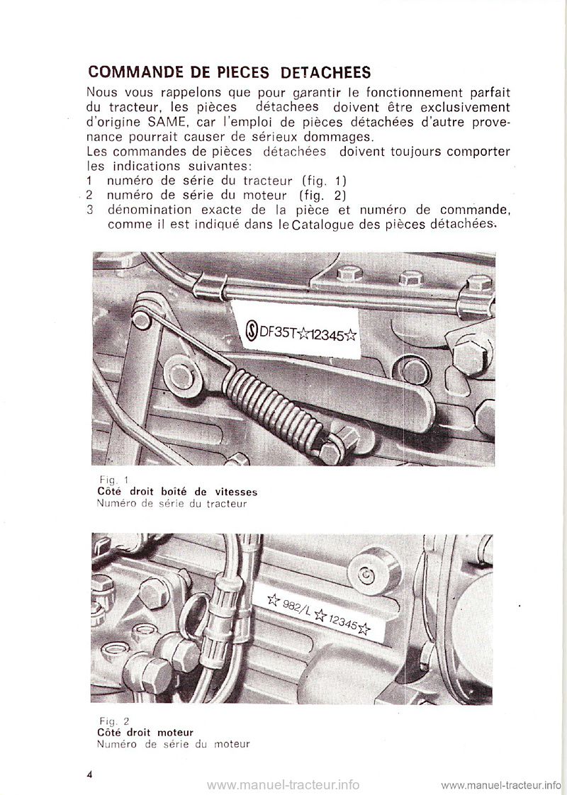 Page 2 du manuel d'atelier - Livret d'entretien Same Delfino 35