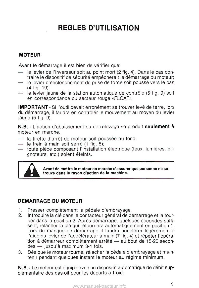 Extrait du guide de réparation - Notice d'utilisation et d'entretien Same Explorer 65 spécial