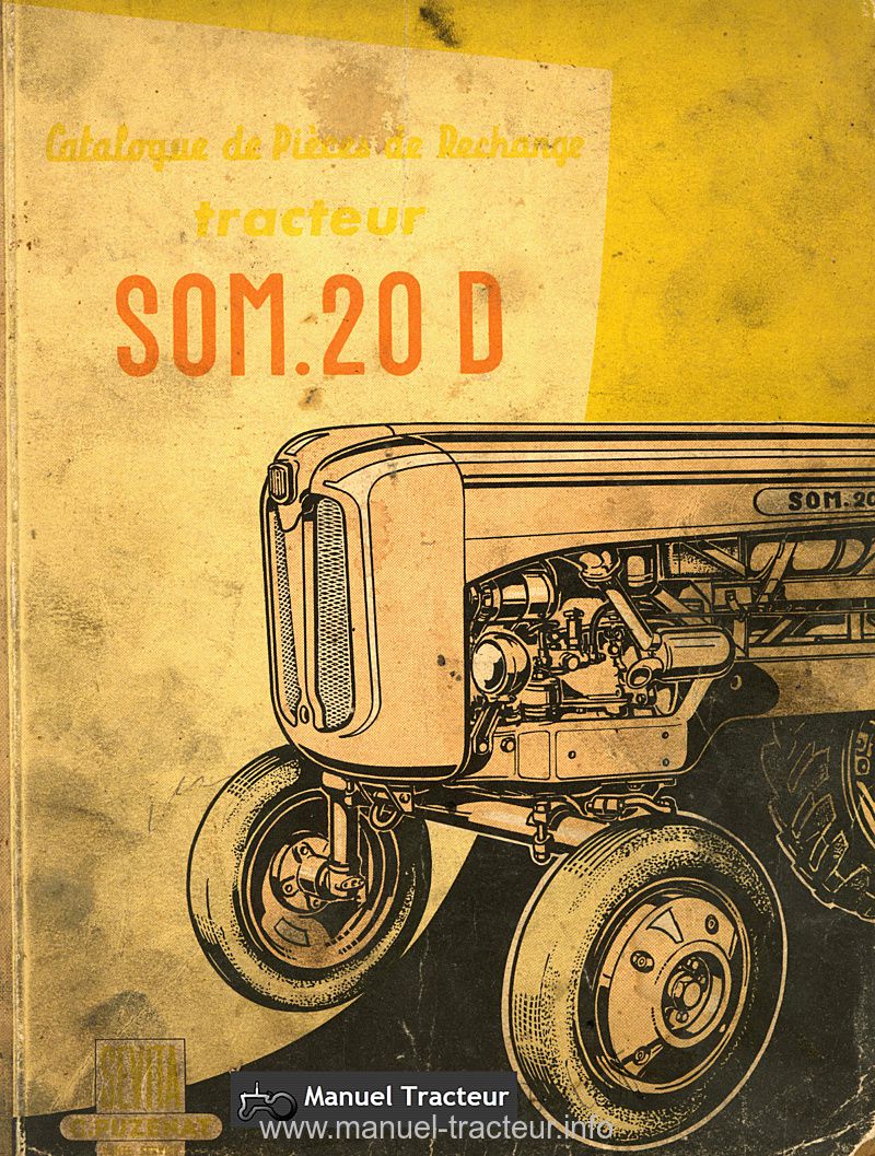 Première page de la revue technique - Catalogue de pièces de rechange tracteur SOM 20 D