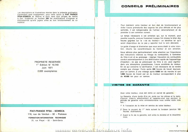 Page 2 du manuel d'atelier - Guide d'entretien Someca 500