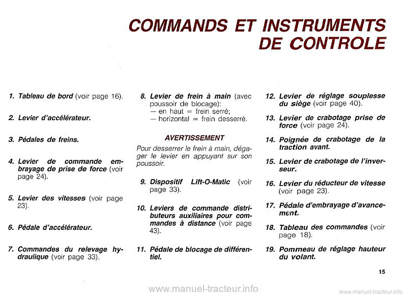 Cinquième page du Livret entretien FIATAGRI utilisation 62-86 72-86 82-86 F LP