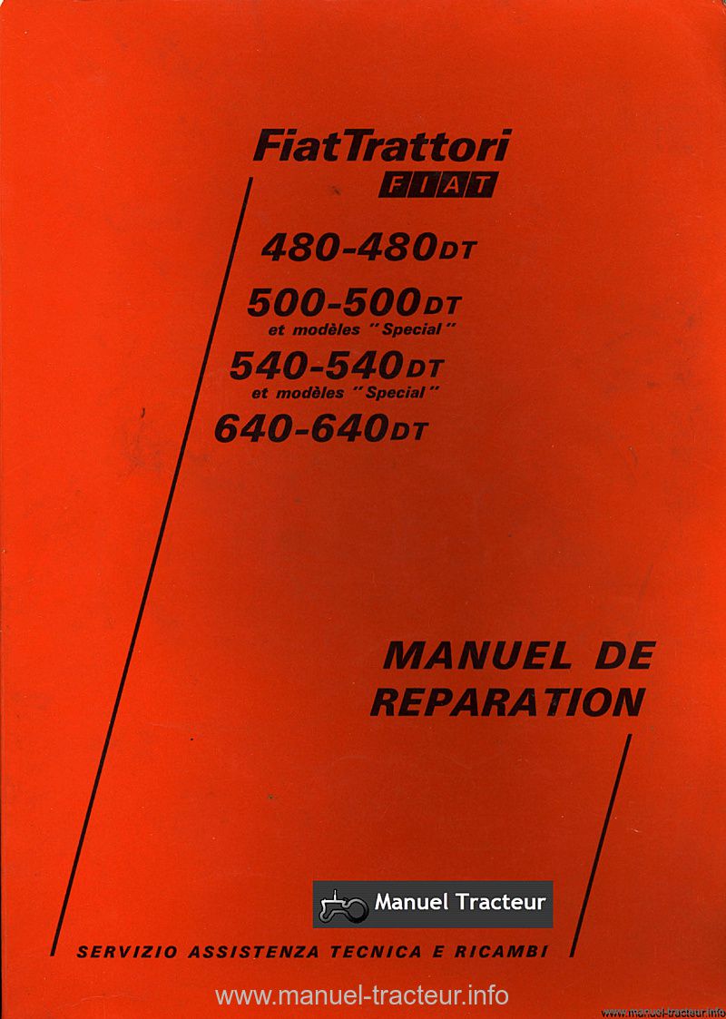 Première page de la revue technique - Manuel de réparation tracteur Fiat 480-480DT 500-500DT 540-540DT 640-640DT