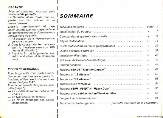 Page 1 du sommaire - Notice d'entretien Someca 680