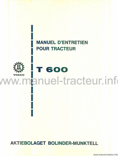 Page 1 du sommaire - Livret entretien Volvo T 600