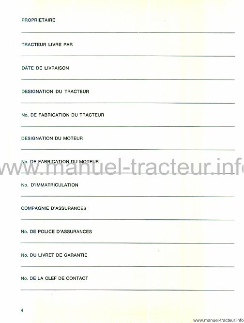 Extrait de la notice technique - Livret entretien Volvo T 600