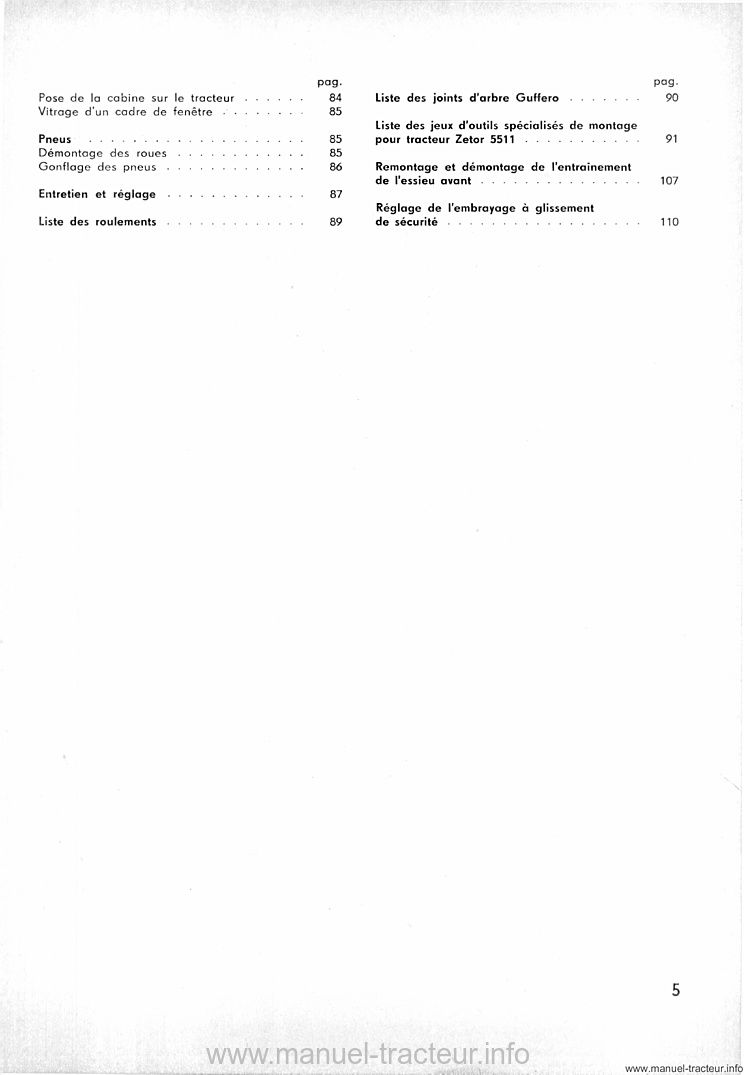 Dernière page de l'aperçu du Guide de réparation Zetor 5511