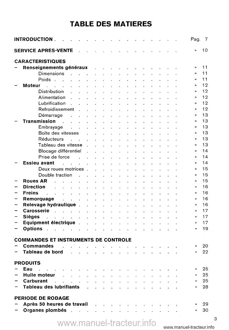 Extrait du guide de réparation - Livret d'entretien et d'utilisation Landini 10000s à 2 et 4 roues motrices