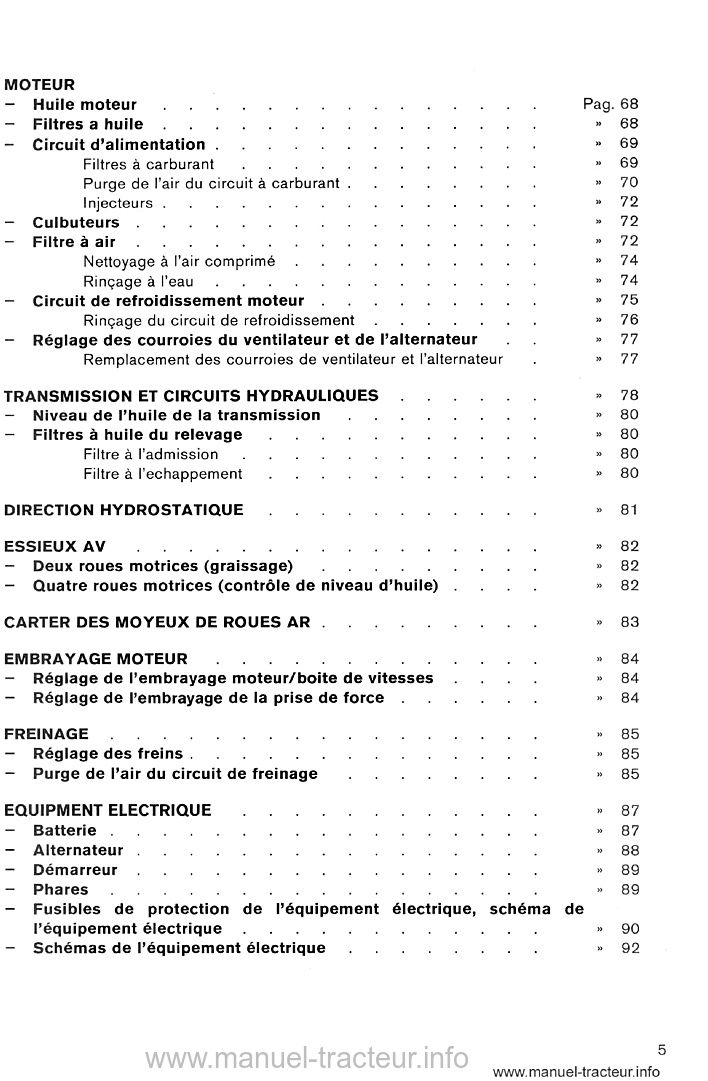 Dernière page de l'aperçu du Livret d'entretien et d'utilisation Landini 10000s à 2 et 4 roues motrices