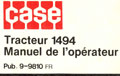 Livret d'entretien tracteur CASE 1494