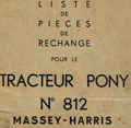 Catalogue pièces de rechange pour tracteur PONY 812 