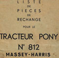 Catalogue pièces de rechange pour tracteur PONY 812