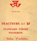 massey ferguson tracteur 37 notice d'entretien