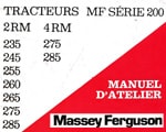 manuel d'atelier tracteur Massey Ferguson MF tracteur séries 235 245 255 260 265 275 285